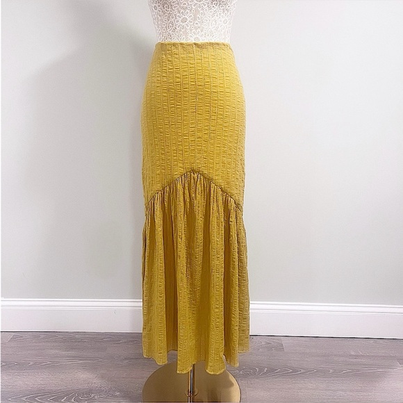 TULAROSA Pear Yellow Cameron High Waisted Cotton Maxi Skirt Size Small - Picture 4 of 15